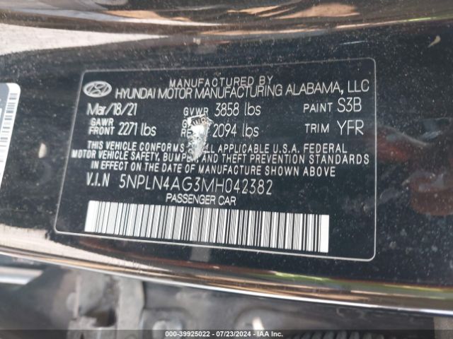 Photo 8 VIN: 5NPLN4AG3MH042382 - HYUNDAI ELANTRA 