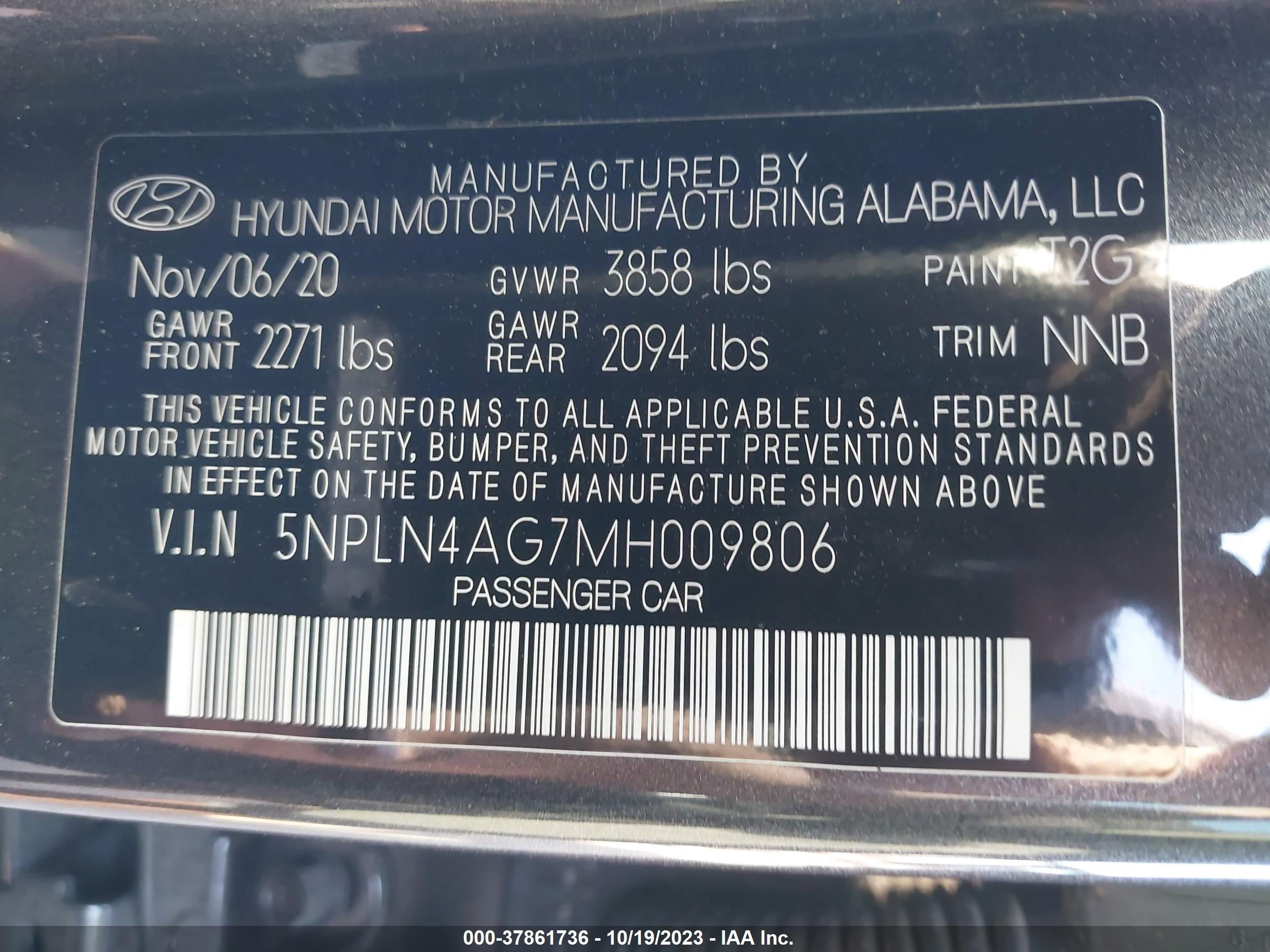 Photo 9 VIN: 5NPLN4AG7MH009806 - HYUNDAI ELANTRA 