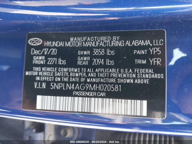 Photo 8 VIN: 5NPLN4AG9MH020581 - HYUNDAI ELANTRA 