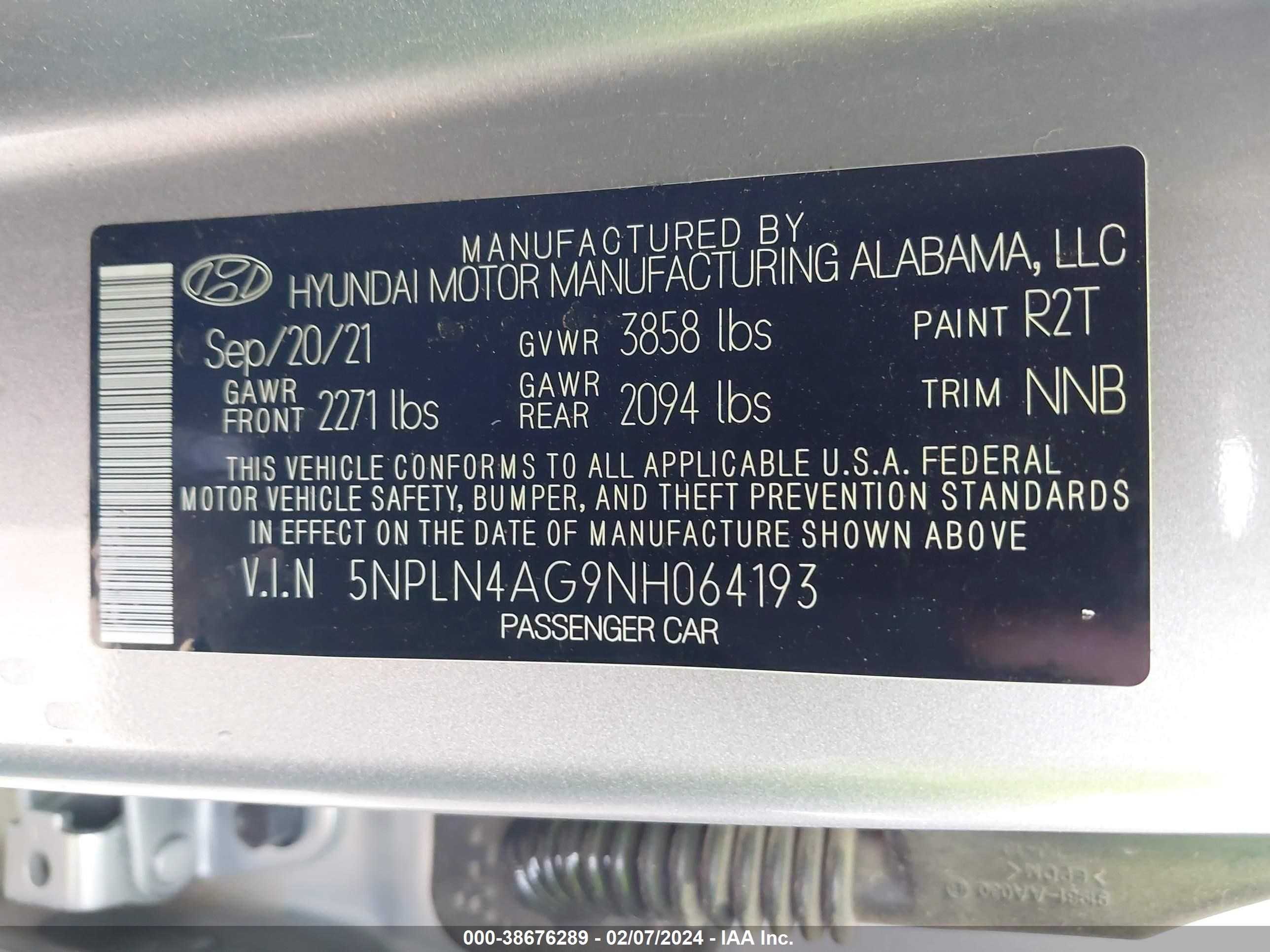 Photo 8 VIN: 5NPLN4AG9NH064193 - HYUNDAI ELANTRA 