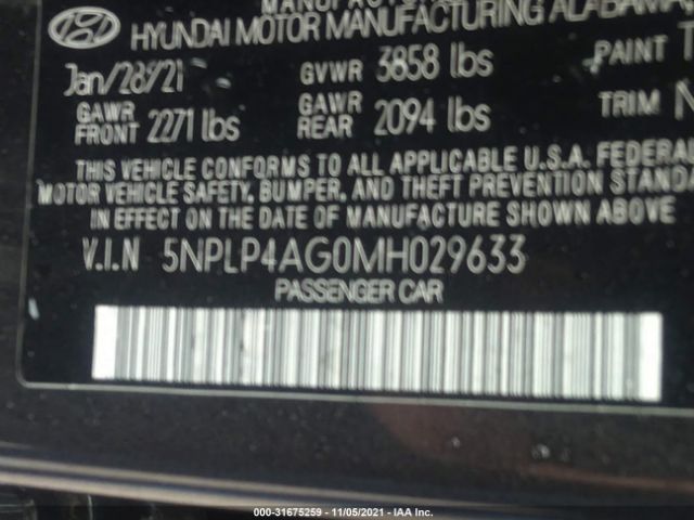 Photo 8 VIN: 5NPLP4AG0MH029633 - HYUNDAI ELANTRA 