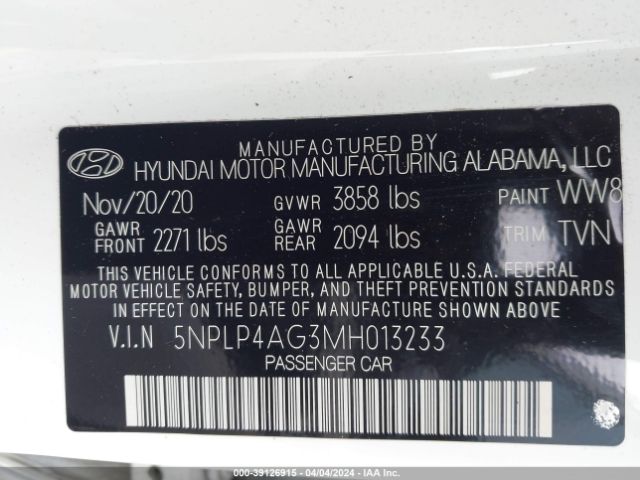 Photo 8 VIN: 5NPLP4AG3MH013233 - HYUNDAI ELANTRA 