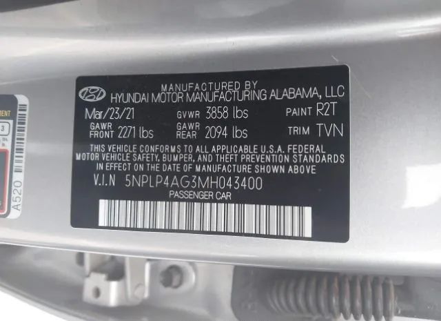 Photo 8 VIN: 5NPLP4AG3MH043400 - HYUNDAI ELANTRA 