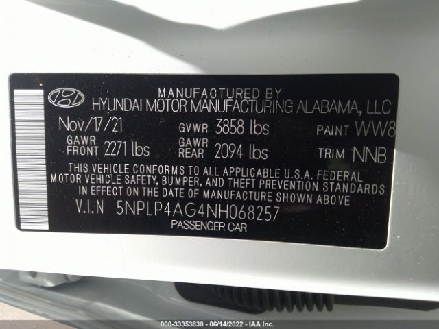 Photo 8 VIN: 5NPLP4AG4NH068257 - HYUNDAI ELANTRA 