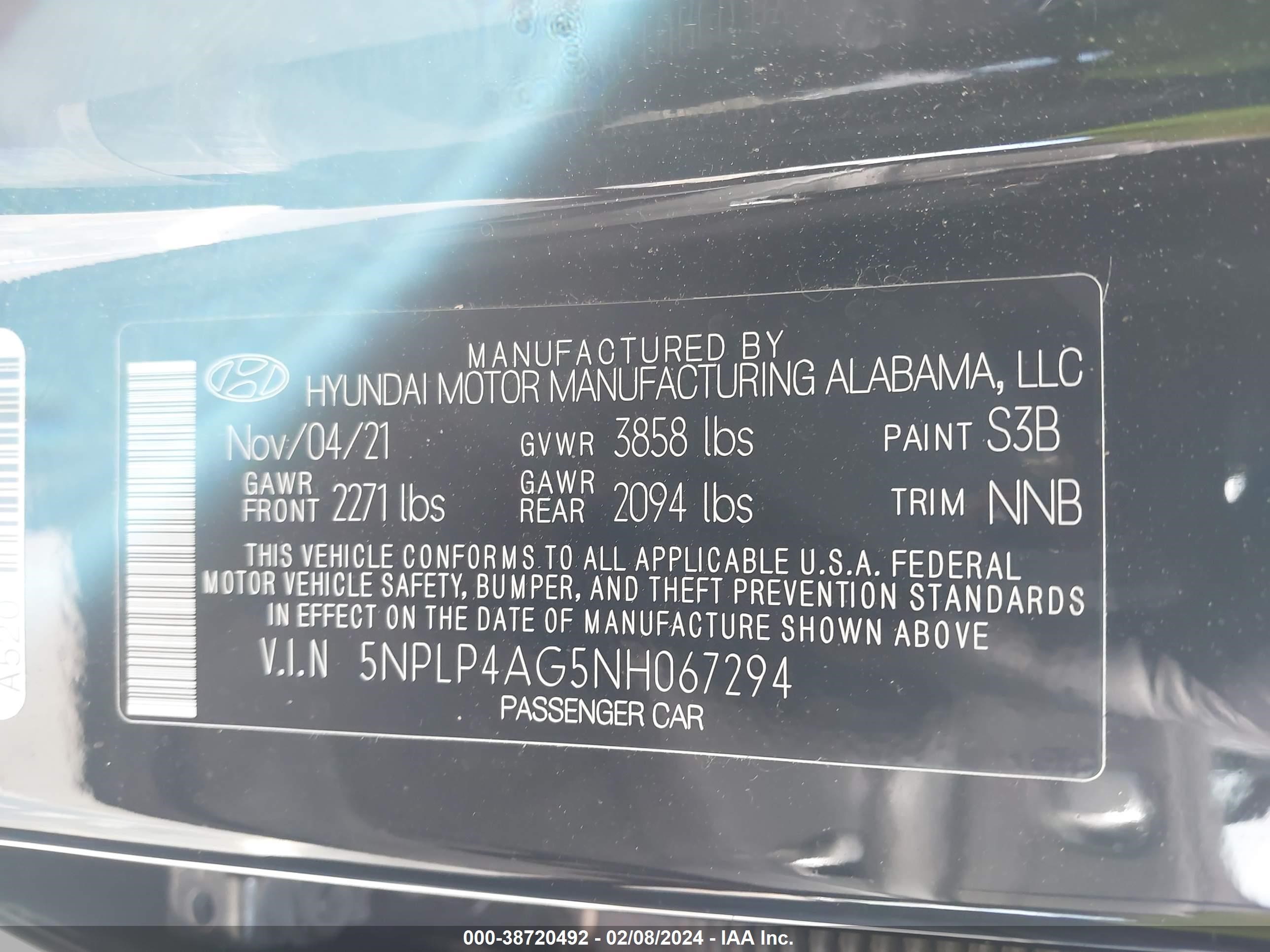 Photo 8 VIN: 5NPLP4AG5NH067294 - HYUNDAI ELANTRA 