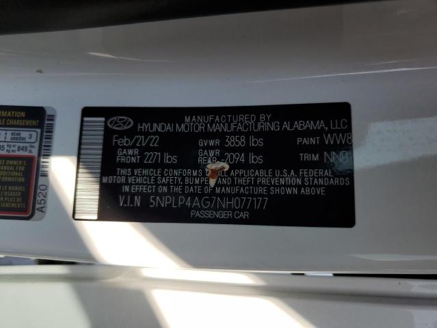 Photo 12 VIN: 5NPLP4AG7NH077177 - HYUNDAI ELANTRA LI 