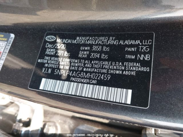 Photo 8 VIN: 5NPLP4AG8MH022459 - HYUNDAI ELANTRA 