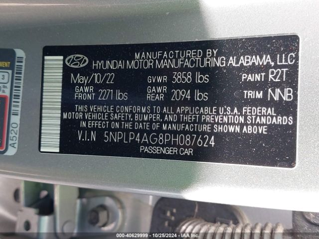 Photo 8 VIN: 5NPLP4AG8PH087624 - HYUNDAI ELANTRA 