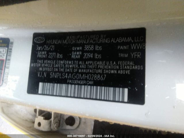 Photo 8 VIN: 5NPLS4AG0MH028867 - HYUNDAI ELANTRA 