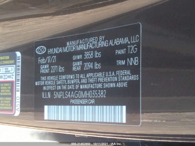 Photo 8 VIN: 5NPLS4AG0MH035382 - HYUNDAI ELANTRA 