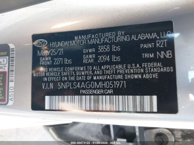 Photo 8 VIN: 5NPLS4AG0MH051971 - HYUNDAI ELANTRA 