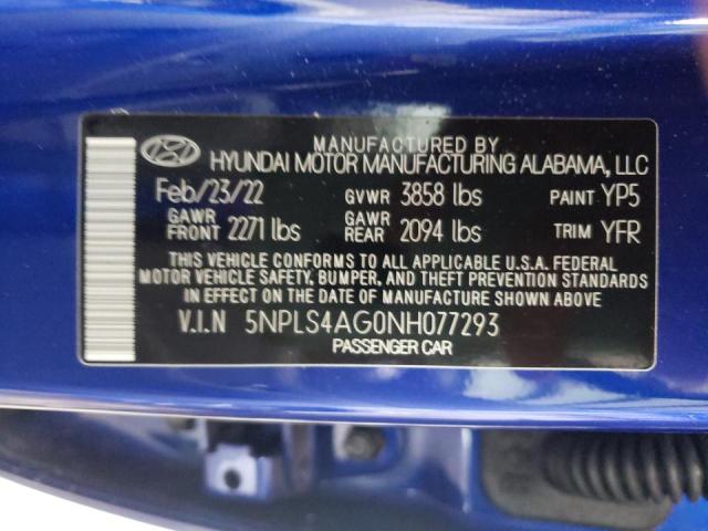 Photo 11 VIN: 5NPLS4AG0NH077293 - HYUNDAI ELANTRA SE 