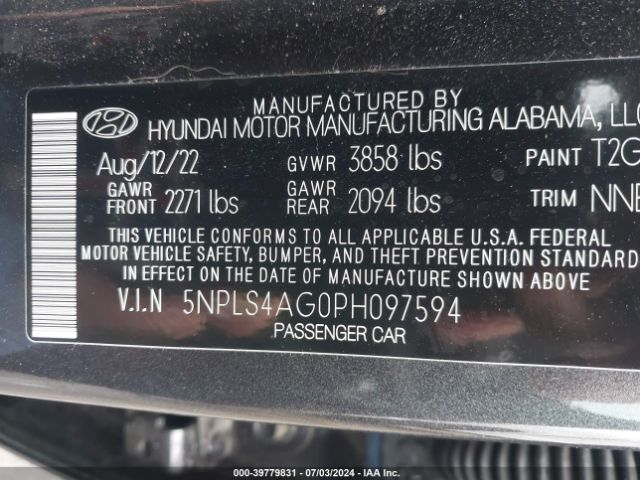 Photo 8 VIN: 5NPLS4AG0PH097594 - HYUNDAI ELANTRA 