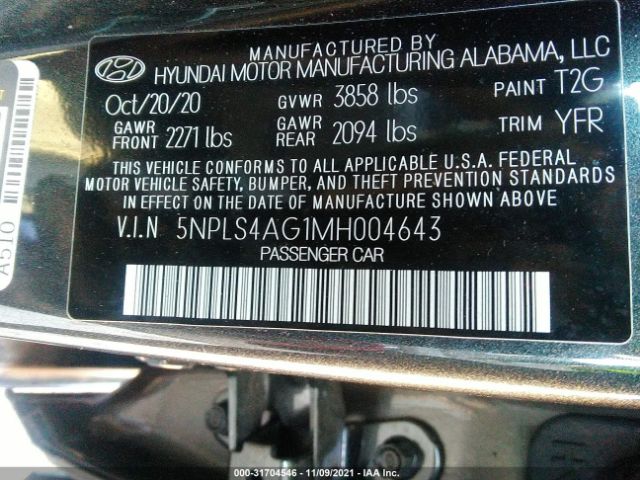 Photo 8 VIN: 5NPLS4AG1MH004643 - HYUNDAI ELANTRA 