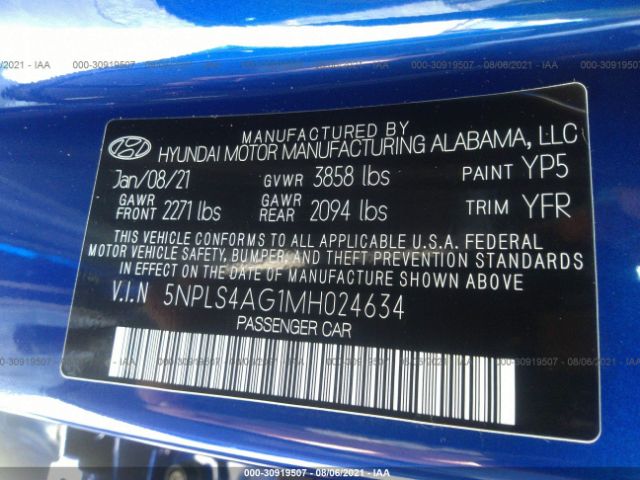 Photo 8 VIN: 5NPLS4AG1MH024634 - HYUNDAI ELANTRA 