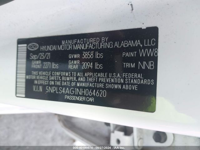 Photo 8 VIN: 5NPLS4AG1NH064620 - HYUNDAI ELANTRA 