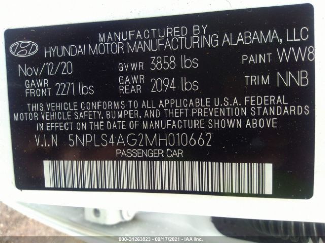 Photo 8 VIN: 5NPLS4AG2MH010662 - HYUNDAI ELANTRA 