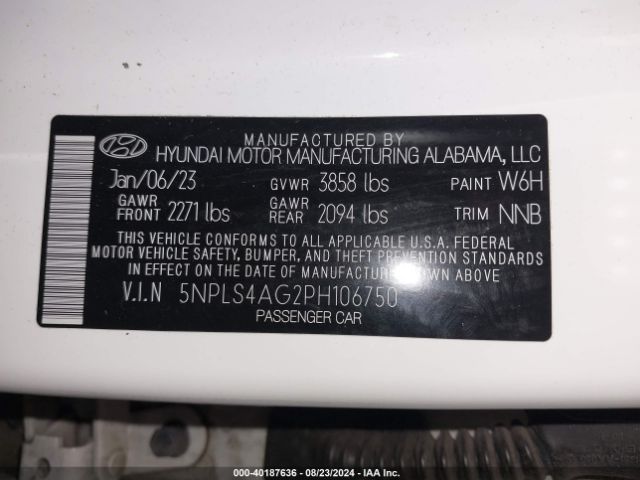 Photo 8 VIN: 5NPLS4AG2PH106750 - HYUNDAI ELANTRA 