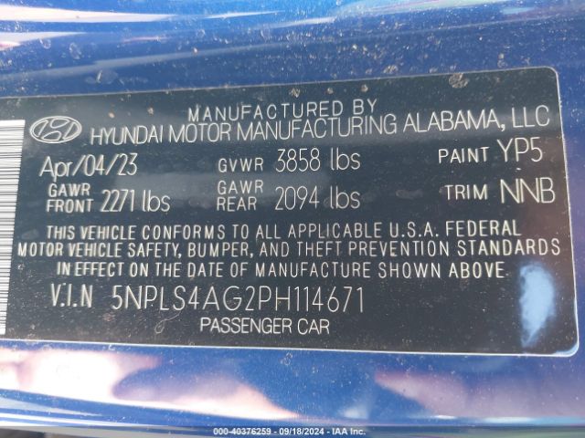 Photo 8 VIN: 5NPLS4AG2PH114671 - HYUNDAI ELANTRA 