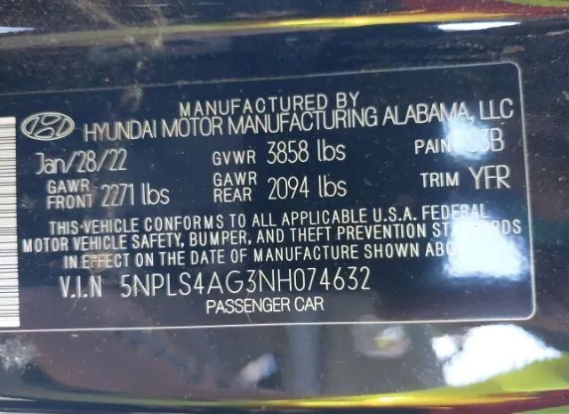 Photo 8 VIN: 5NPLS4AG3NH074632 - HYUNDAI ELANTRA 