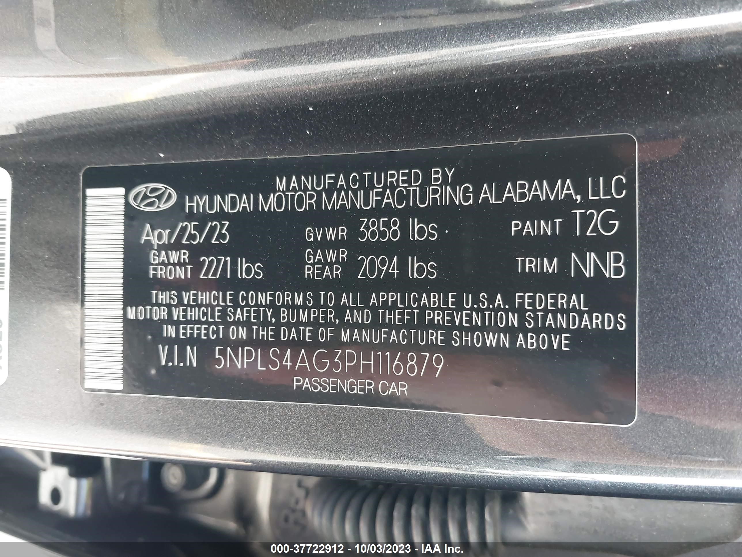 Photo 8 VIN: 5NPLS4AG3PH116879 - HYUNDAI ELANTRA 