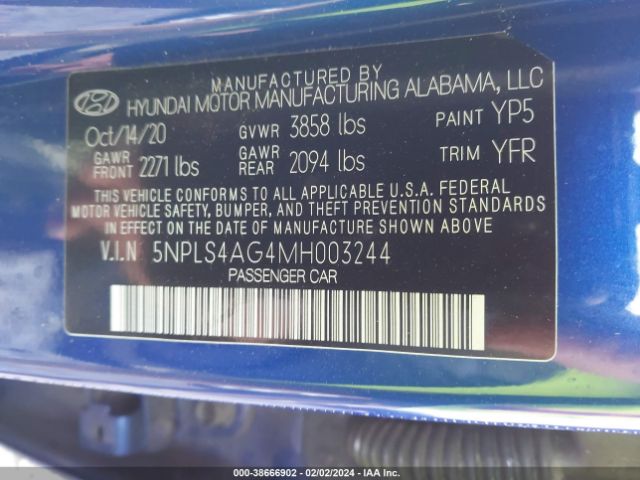 Photo 8 VIN: 5NPLS4AG4MH003244 - HYUNDAI ELANTRA 