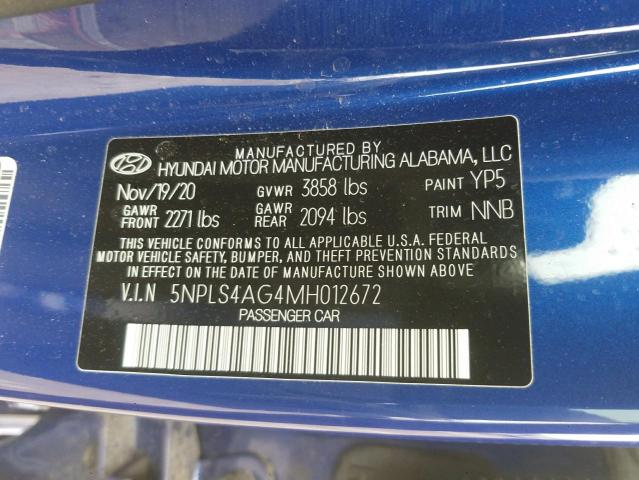 Photo 11 VIN: 5NPLS4AG4MH012672 - HYUNDAI ELANTRA SE 