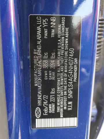 Photo 11 VIN: 5NPLS4AG4NH077460 - HYUNDAI ELANTRA SE 