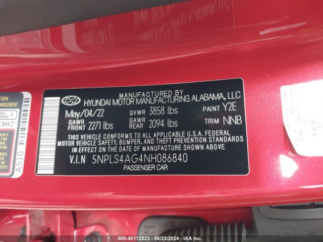 Photo 8 VIN: 5NPLS4AG4NH086840 - HYUNDAI ELANTRA 