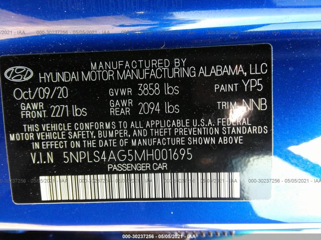 Photo 8 VIN: 5NPLS4AG5MH001695 - HYUNDAI ELANTRA 