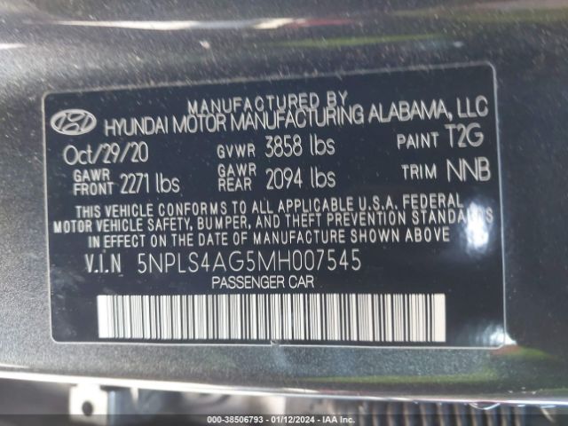 Photo 8 VIN: 5NPLS4AG5MH007545 - HYUNDAI ELANTRA 