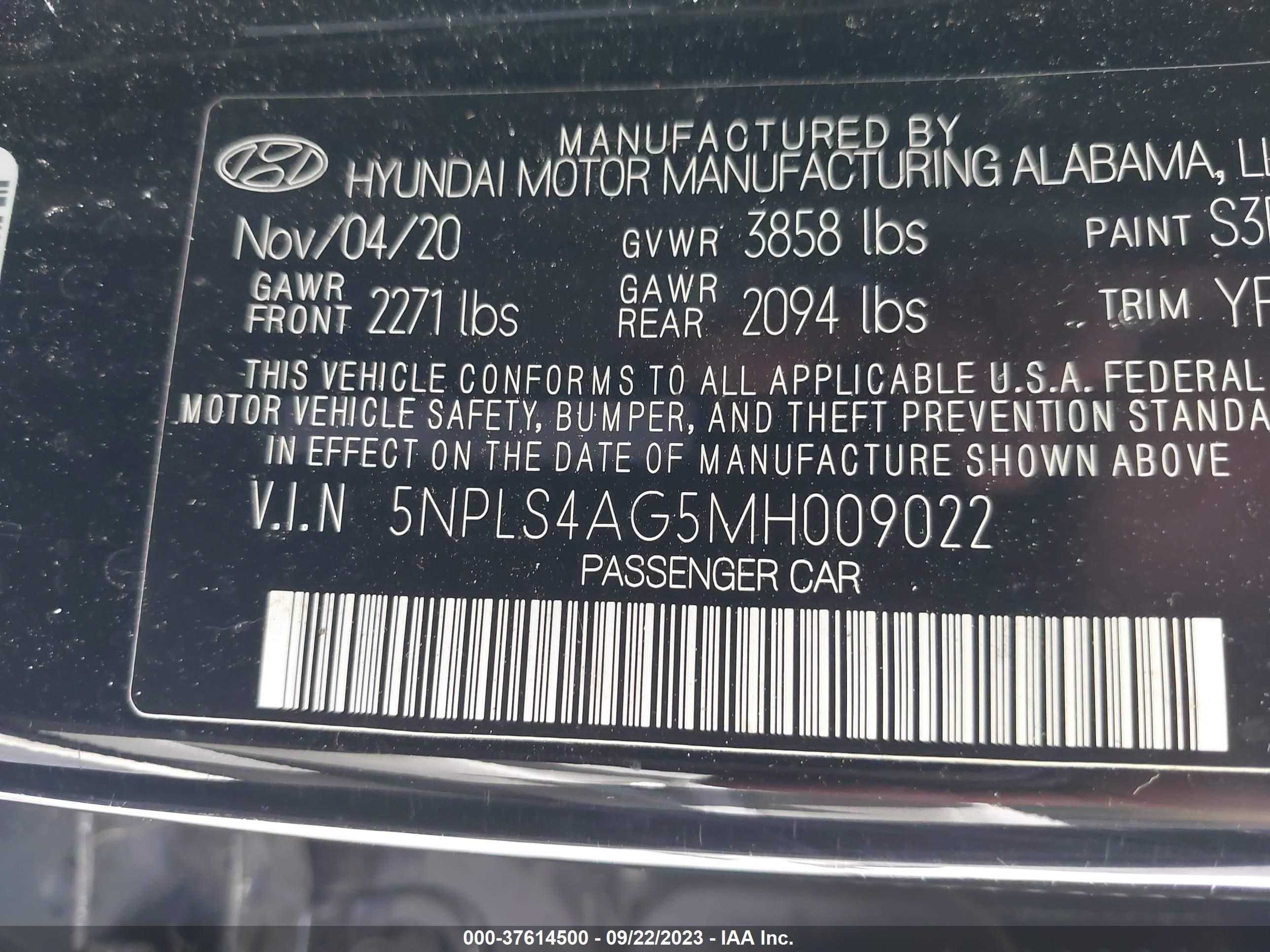 Photo 8 VIN: 5NPLS4AG5MH009022 - HYUNDAI ELANTRA 