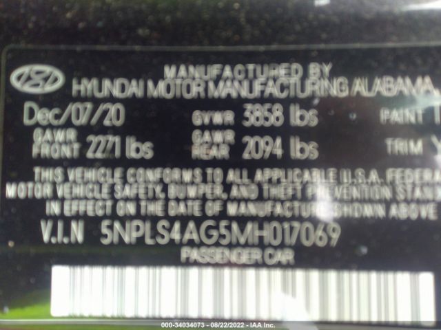 Photo 8 VIN: 5NPLS4AG5MH017069 - HYUNDAI ELANTRA 