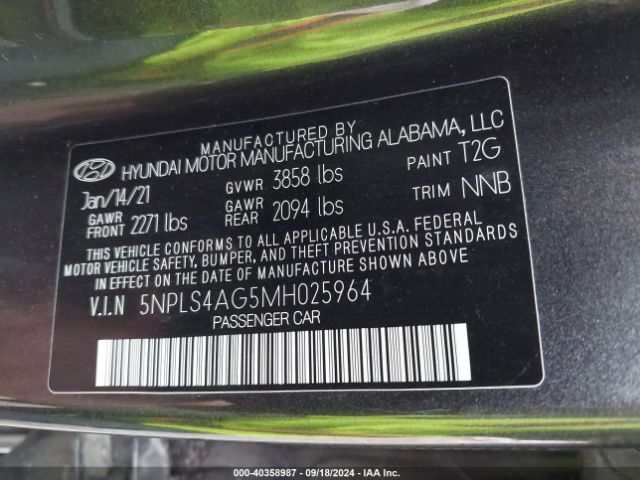 Photo 8 VIN: 5NPLS4AG5MH025964 - HYUNDAI ELANTRA 