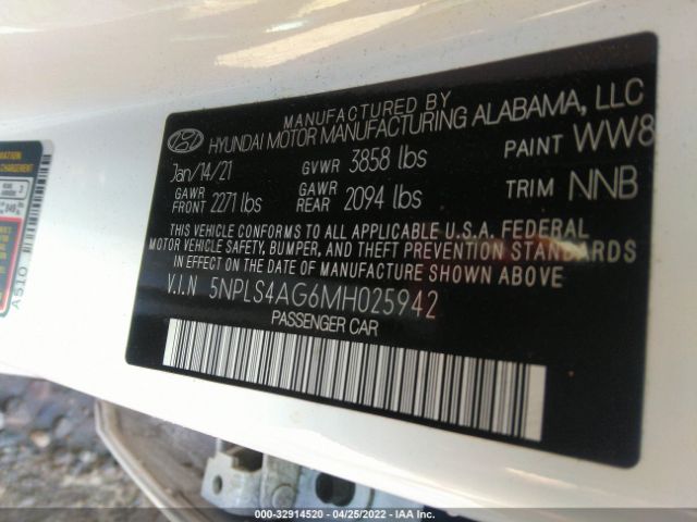 Photo 8 VIN: 5NPLS4AG6MH025942 - HYUNDAI ELANTRA 