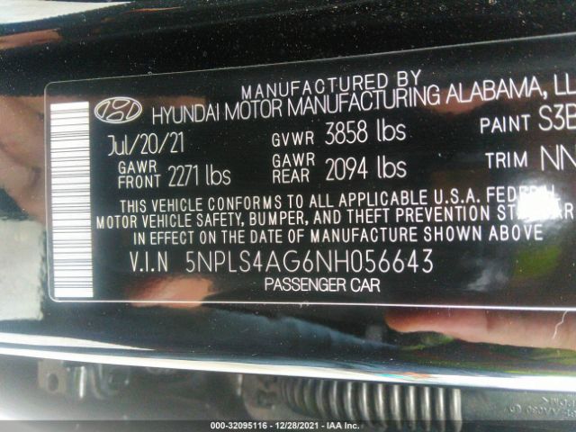 Photo 8 VIN: 5NPLS4AG6NH056643 - HYUNDAI ELANTRA 