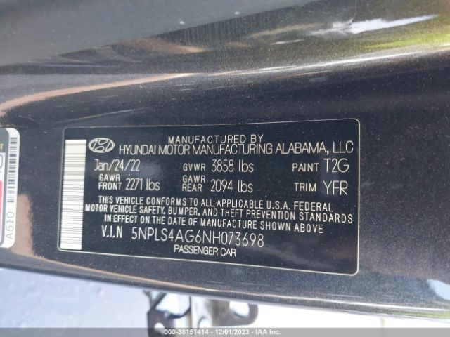 Photo 8 VIN: 5NPLS4AG6NH073698 - HYUNDAI ELANTRA 