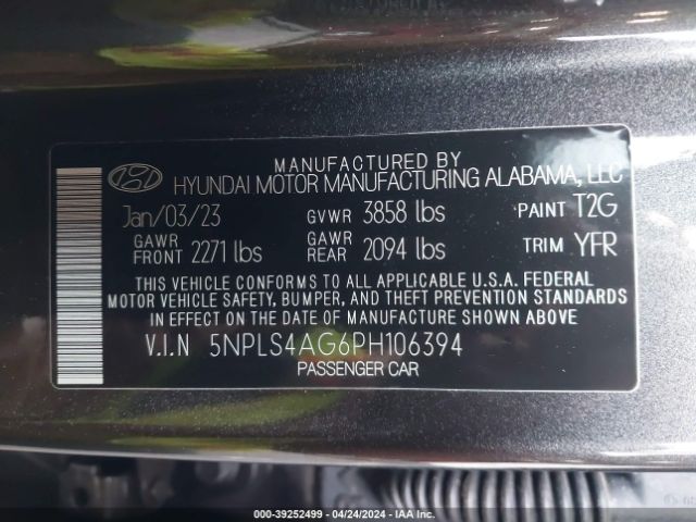 Photo 8 VIN: 5NPLS4AG6PH106394 - HYUNDAI ELANTRA 