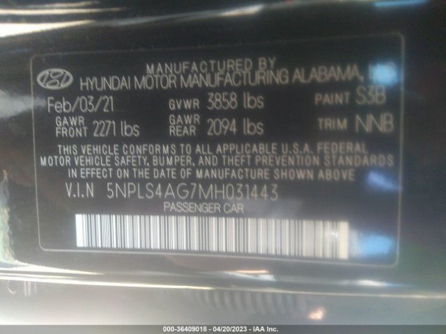 Photo 8 VIN: 5NPLS4AG7MH031443 - HYUNDAI ELANTRA 