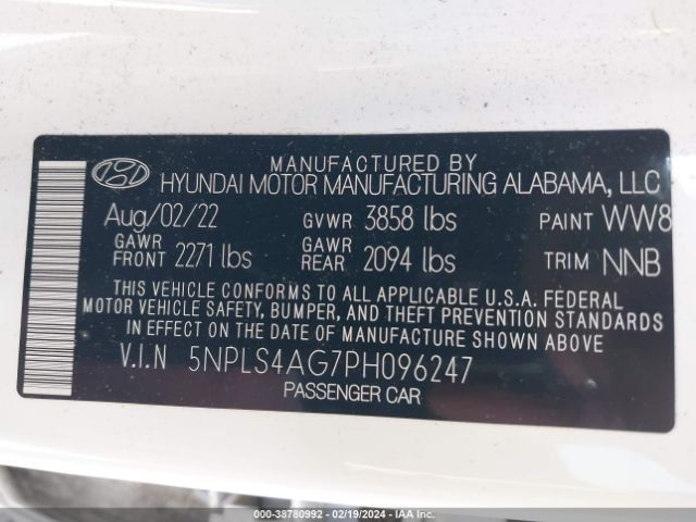 Photo 8 VIN: 5NPLS4AG7PH096247 - HYUNDAI ELANTRA 