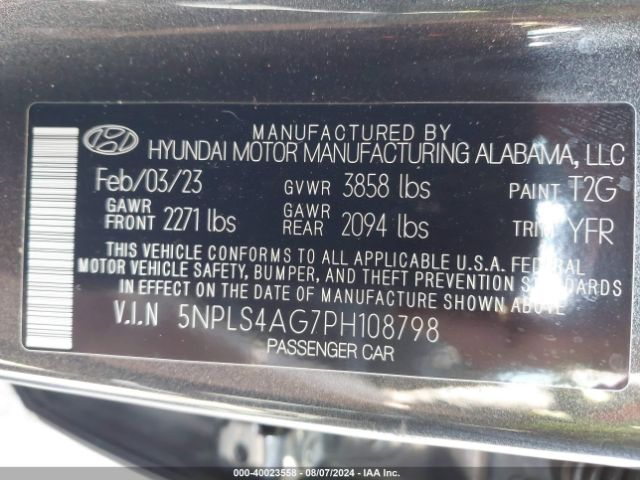 Photo 8 VIN: 5NPLS4AG7PH108798 - HYUNDAI ELANTRA 