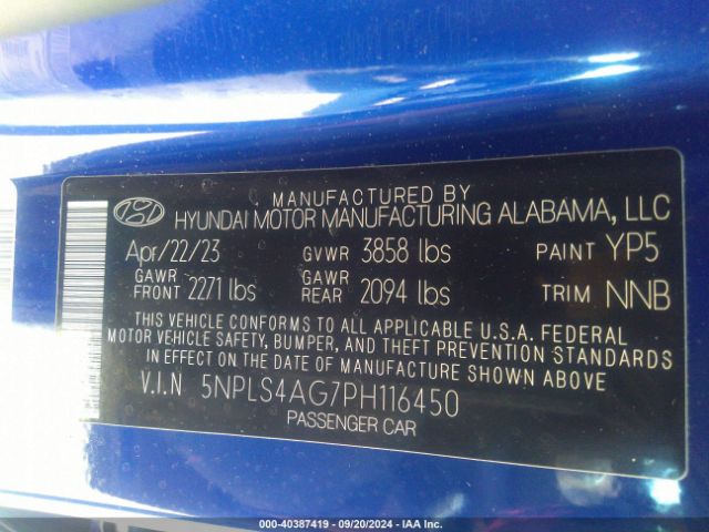 Photo 8 VIN: 5NPLS4AG7PH116450 - HYUNDAI ELANTRA 