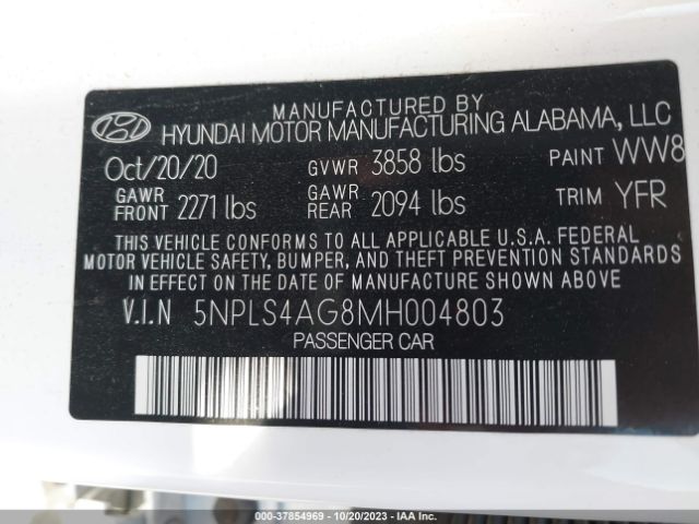 Photo 8 VIN: 5NPLS4AG8MH004803 - HYUNDAI ELANTRA 