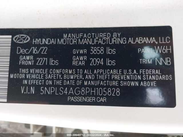 Photo 8 VIN: 5NPLS4AG8PH105828 - HYUNDAI ELANTRA 