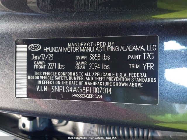 Photo 8 VIN: 5NPLS4AG8PH107014 - HYUNDAI ELANTRA 