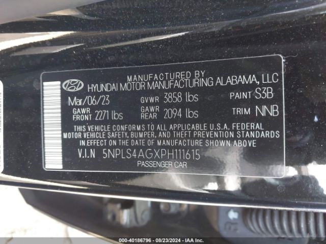 Photo 8 VIN: 5NPLS4AGXPH111615 - HYUNDAI ELANTRA 