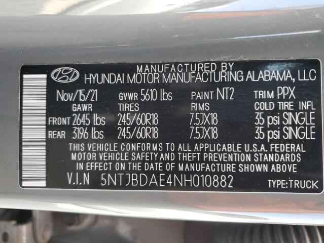 Photo 12 VIN: 5NTJBDAE4NH010882 - HYUNDAI SANTA CRUZ 