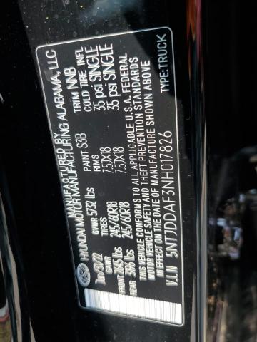 Photo 12 VIN: 5NTJDDAF3NH017826 - HYUNDAI SANTA CRUZ 