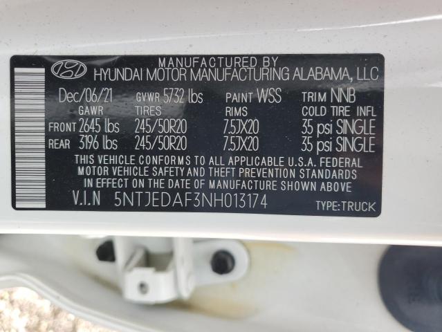 Photo 13 VIN: 5NTJEDAF3NH013174 - HYUNDAI SANTA CRUZ 