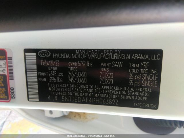 Photo 8 VIN: 5NTJEDAF4PH063892 - HYUNDAI SANTA CRUZ 